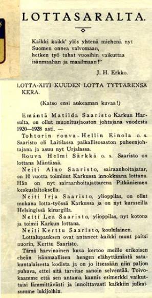 Lottasaralta ihannoivasti