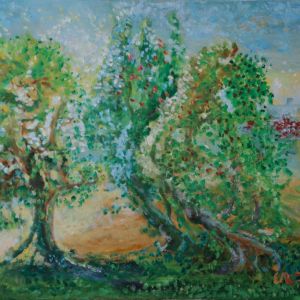 Harsun vanhat omenapuut, upin öljyvärityö, 2005